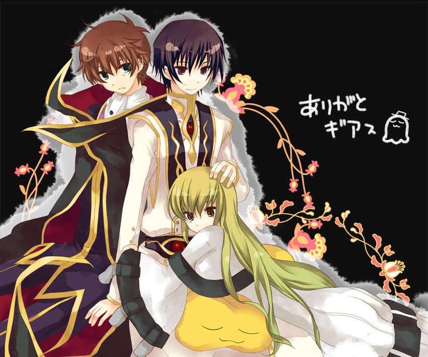 c.c., lelouch vi britannia, kururugi suzaku, and cheese-kun (code geass) drawn by akarino_(yucco)