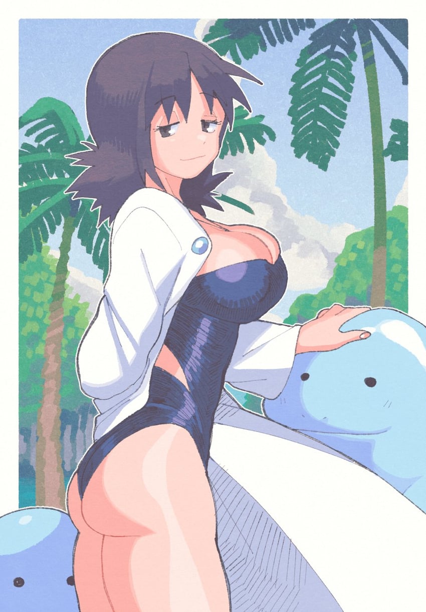 quagsire and professor ivy (pokemon) drawn by inkerton-kun