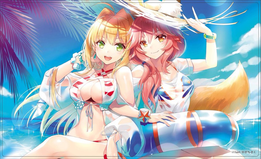 tamamo, nero claudius, and tamamo no mae (fate and 1 more) drawn by kagachi_saku
