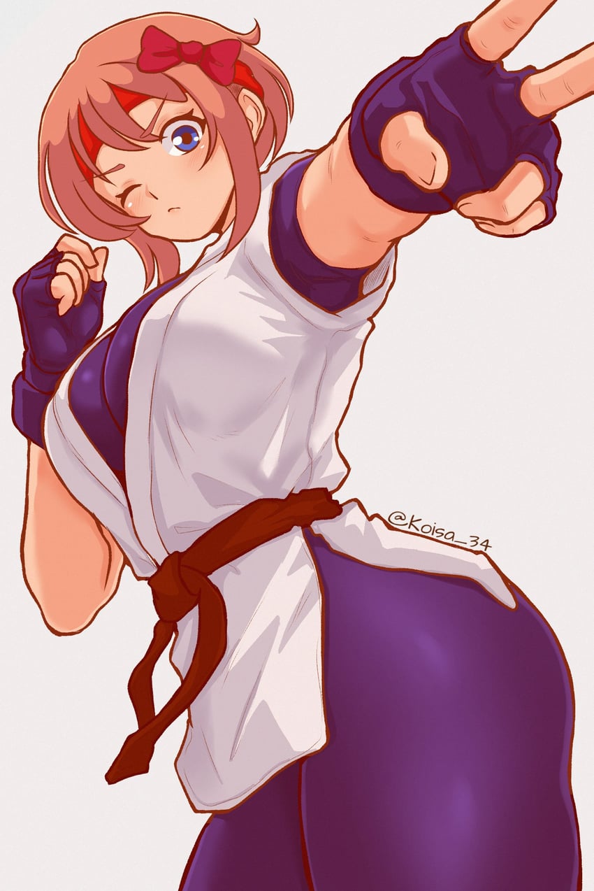 sayori and yuri sakazaki (the king of fighters and 1 more) drawn by koisa_34