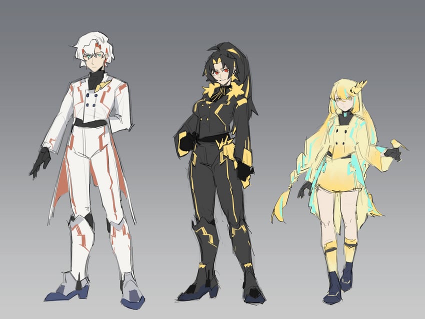 unicorn gundam, unicorn gundam banshee, and unicorn gundam phenex (gundam and 2 more) drawn by rzcxcg