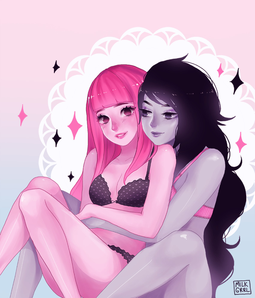 marceline abadeer and princess bonnibel bubblegum (adventure time) drawn by shari_cote