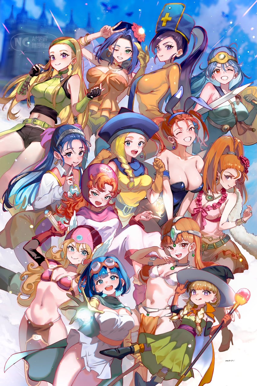 bianca, warrior, sage, manya, princess of moonbrook, and 17 more (dragon quest and 10 more) drawn by numao_sub
