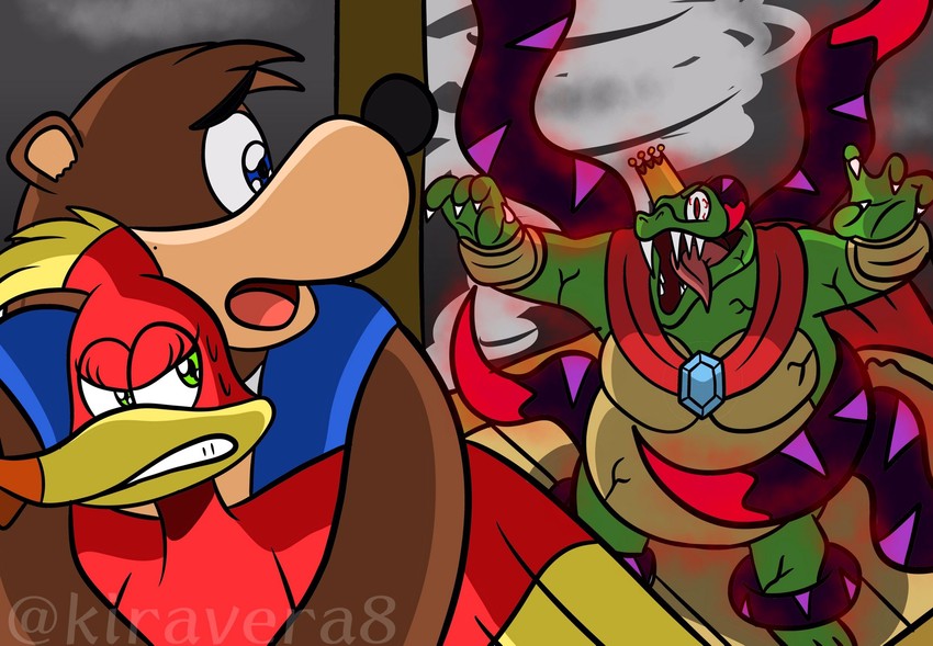 king k. rool, kazooie, banjo, and dharkon (super smash bros. and 2 more) drawn by kiravera8