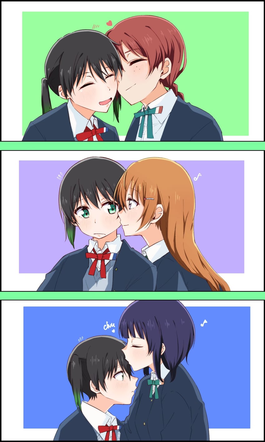 takasaki yu, emma verde, asaka karin, and konoe kanata (love live! and 1 more) drawn by wakahima