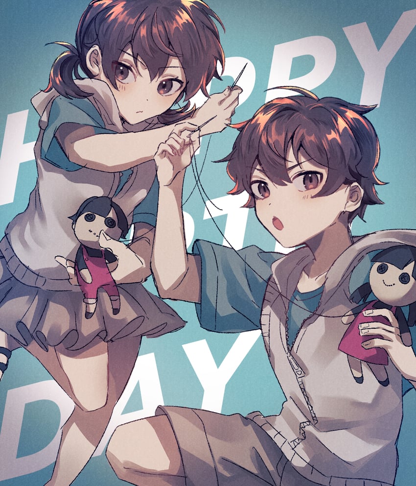amamiya hibiya and asahina hiyori (kagerou project) drawn by mokemoke_chan