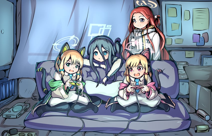 aris, momoi, midori, and yuzu (blue archive) drawn by theolized