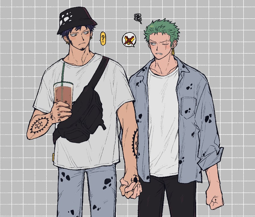roronoa zoro and trafalgar law (one piece) drawn by tong_noe