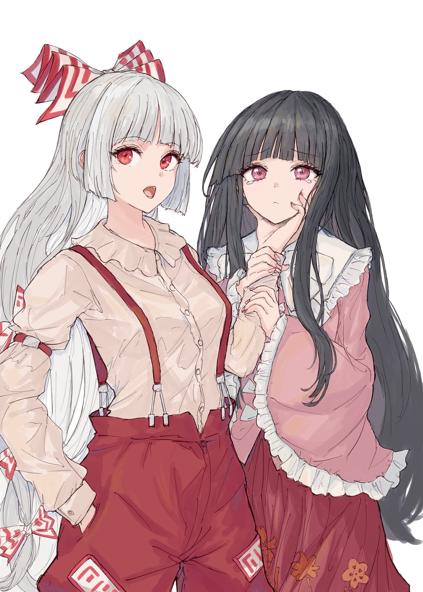 fujiwara no mokou and houraisan kaguya (touhou) drawn by kashiwada_kiiho