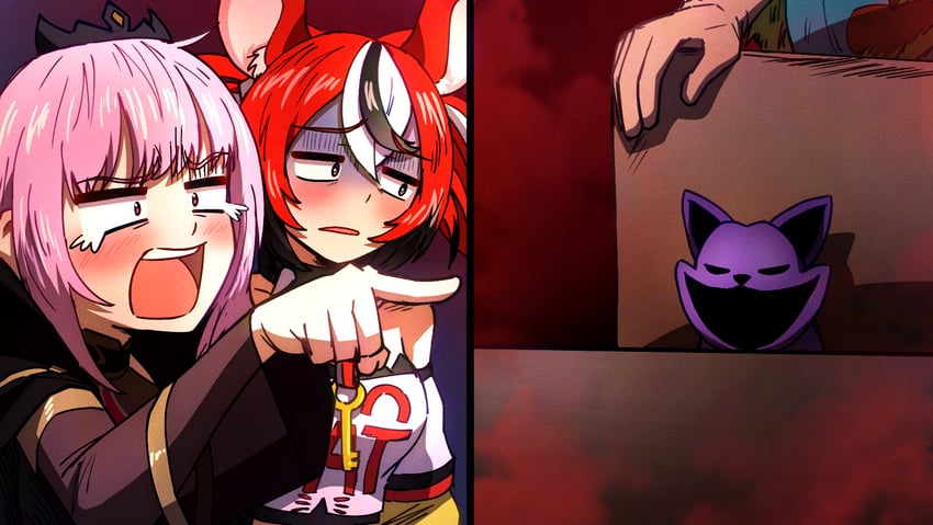 mori calliope, hakos baelz, and catnap (hololive and 2 more) drawn by ddolbang