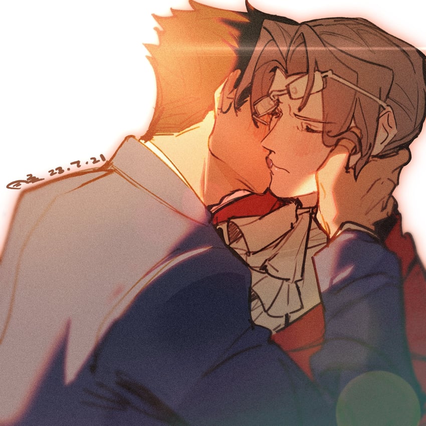 phoenix wright and miles edgeworth (ace attorney) drawn by ajowhite