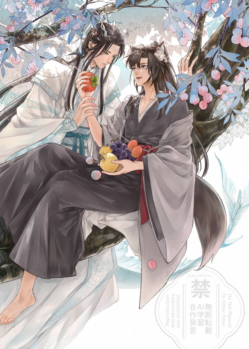 wei wuxian and lan wangji (modao zushi) drawn by w2biiro