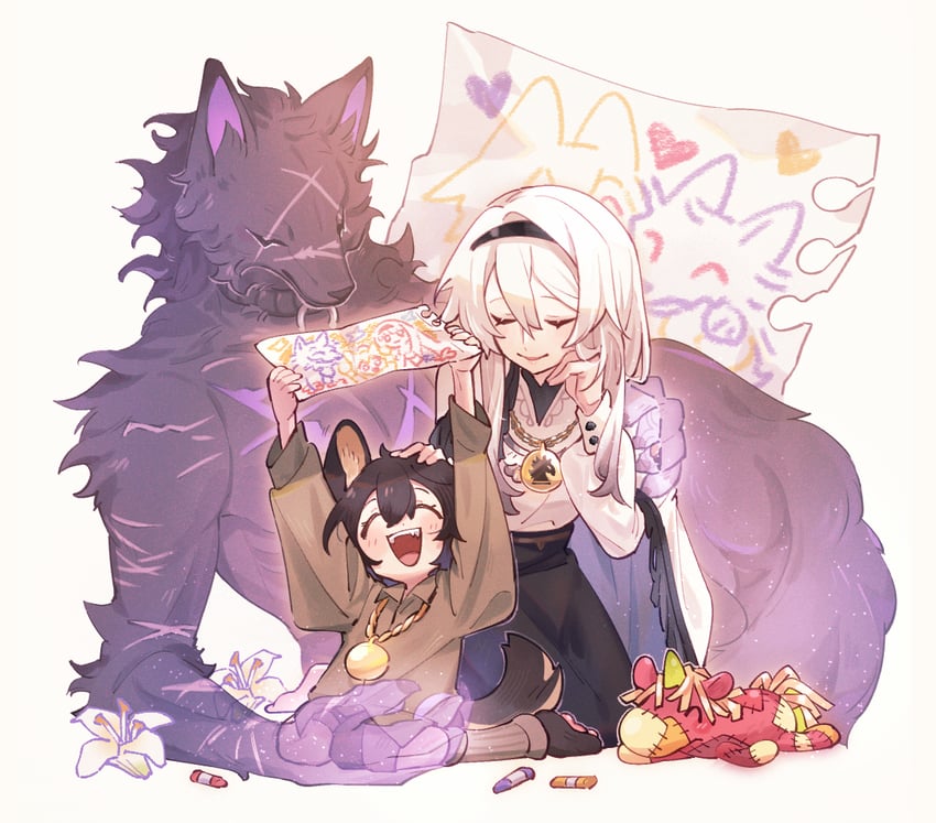 hati, hati's father, and hati's mother (alchemy stars) drawn by jl_seiko