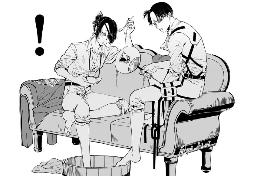 levi and hange zoe (shingeki no kyojin) drawn by qui_dui_zi