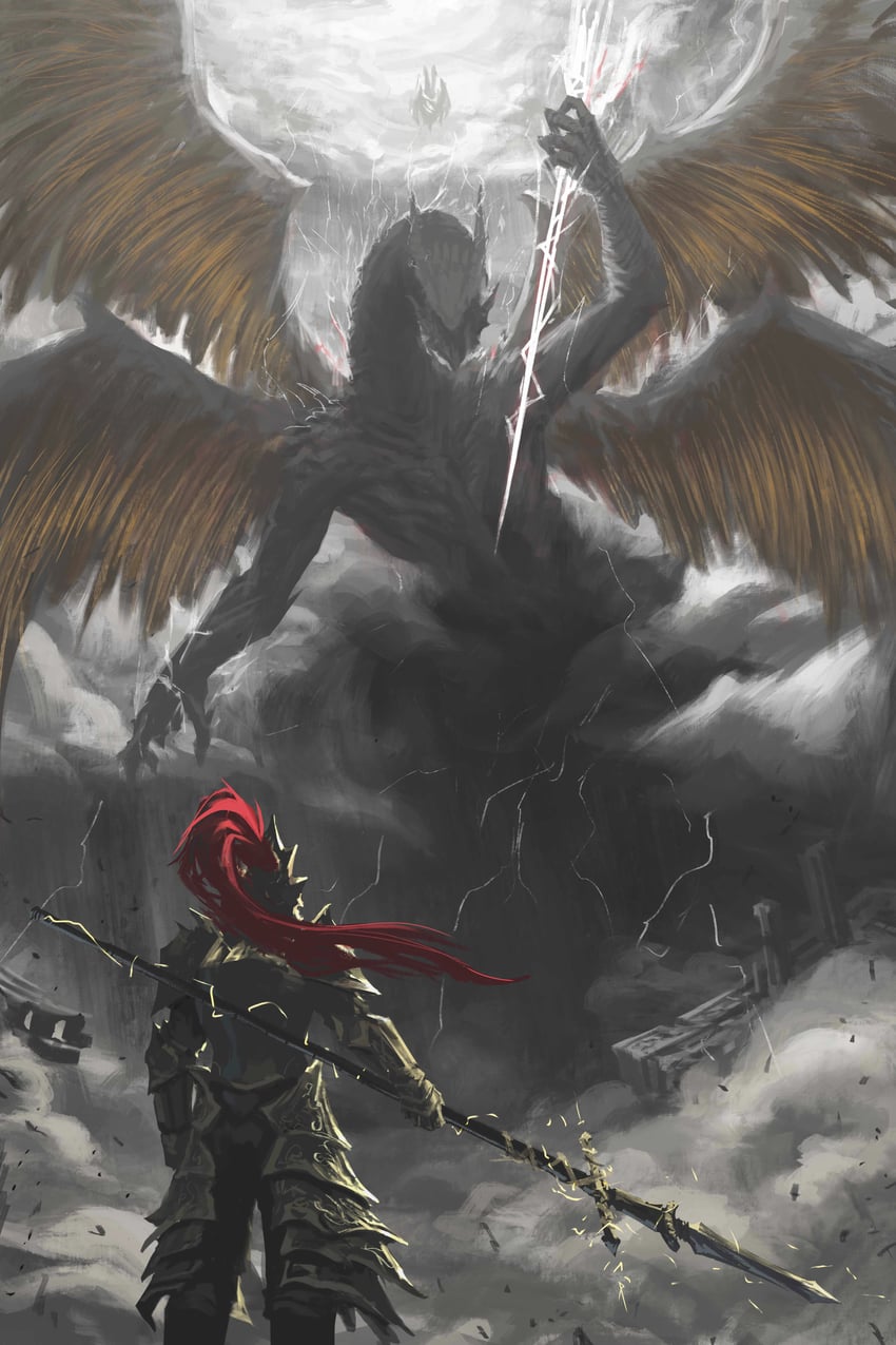 dragon slayer ornstein, dragonlord placidusax, and ancient dragon lansseax (elden ring and 2 more) drawn by nolan192