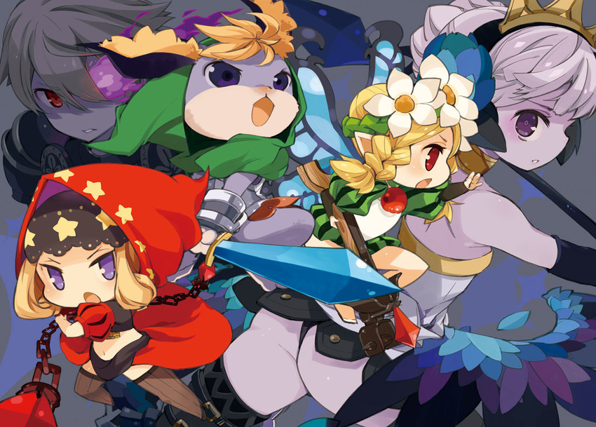 gwendolyn, velvet, mercedes, oswald, and cornelius (odin sphere) drawn by mota