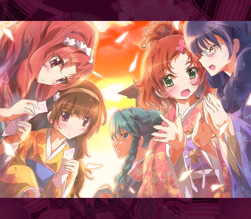 amanogawa kirara, haruno haruka, kaidou minami, akagi towa, and nanase yui (precure and 1 more) drawn by inoshishi_(ikatomo)