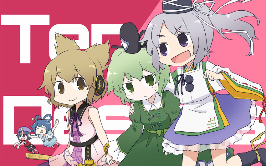 toyosatomimi no miko, mononobe no futo, kaku seiga, miyako yoshika, and soga no tojiko (touhou and 1 more) drawn by yamabuki_(yusuraume)