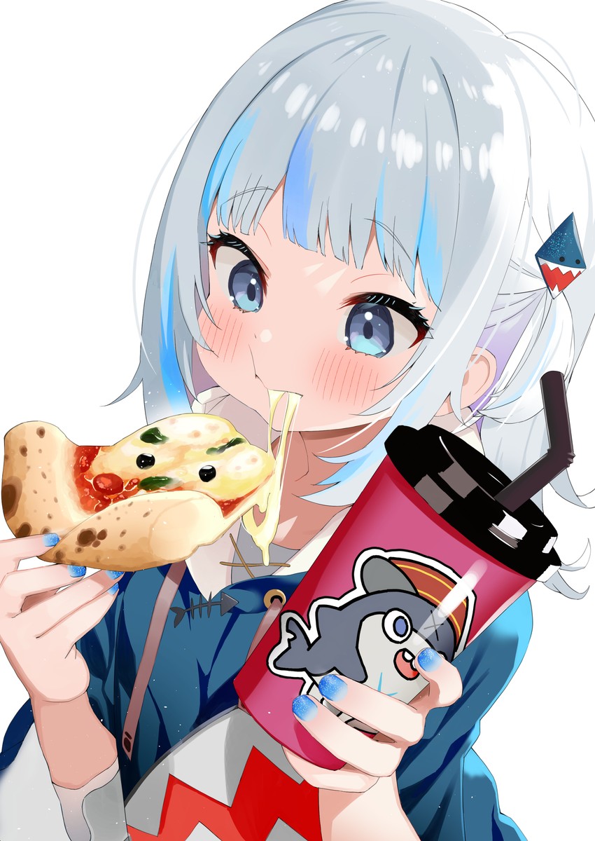 gawr gura and bloop (hololive and 1 more) drawn by yoyoshi_renga
