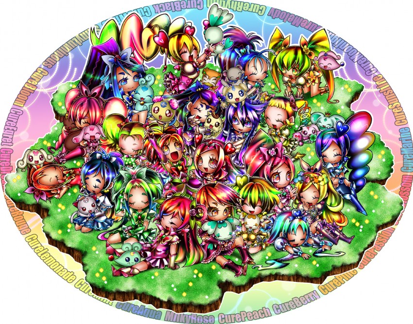 houjou hibiki, kurumi erika, misumi nagisa, hanasaki tsubomi, minamino kanade, and 55 more (precure and 9 more) drawn by senmu_(0107)