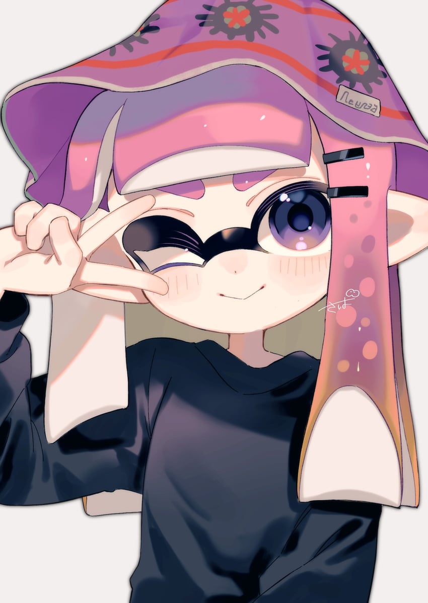inkling player character and inkling girl (splatoon and 1 more) drawn by sabata_saba