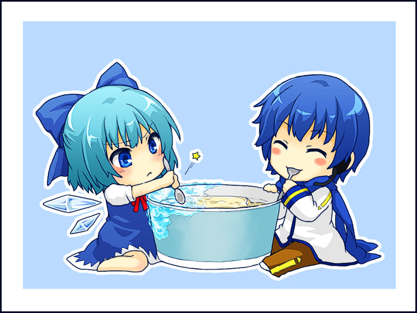 cirno and kaito (touhou and 1 more) drawn by toriaezu_shouyu