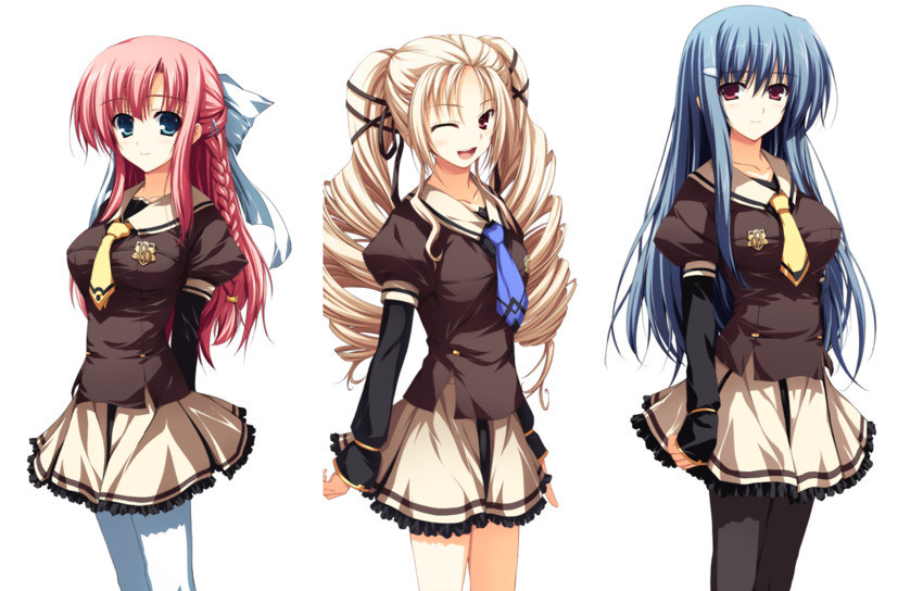 nikaidou aya, kanzaki moe, and kokudou kyouka (akatsuki no goei) drawn by tomose_shunsaku