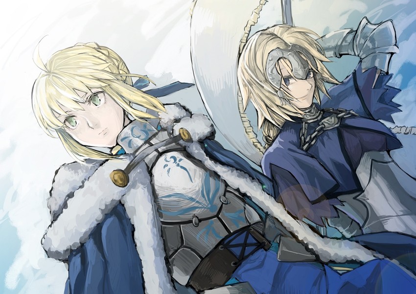 artoria pendragon, saber, and jeanne d'arc (fate and 2 more) drawn by lsunl