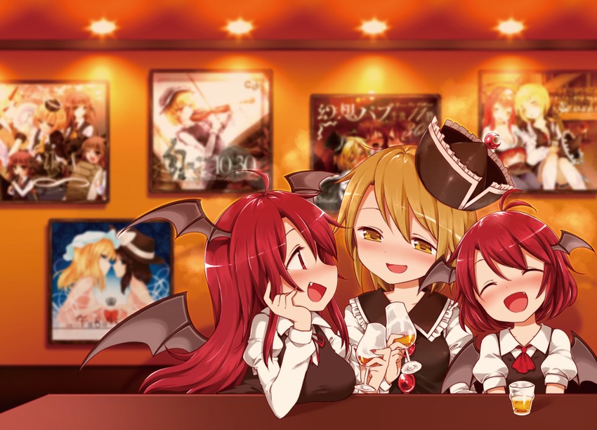 koakuma, ibuki suika, usami renko, hoshiguma yuugi, maribel hearn, and 2 more (touhou) drawn by harusame_(unmei_no_ikasumi)