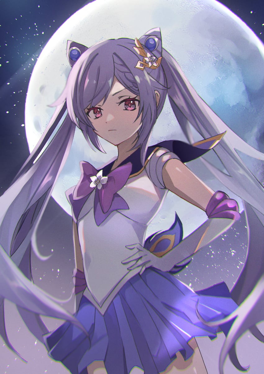 keqing (genshin impact and 1 more) drawn by yui_4293
