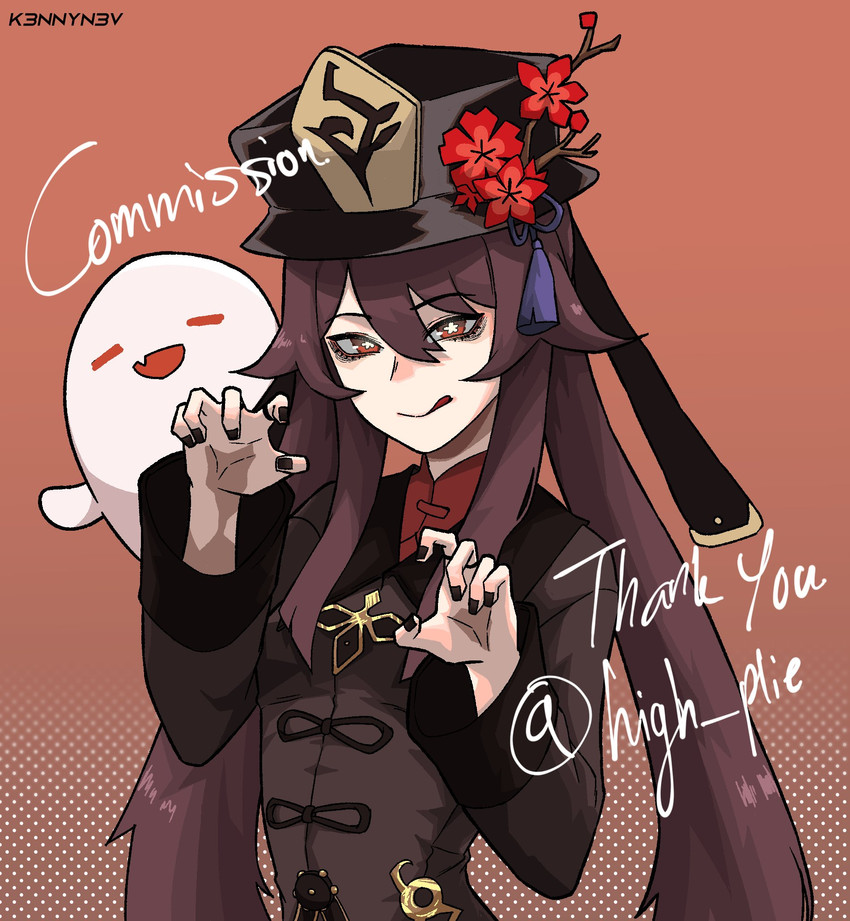 hu tao and boo tao (genshin impact) drawn by k3nnyn3v