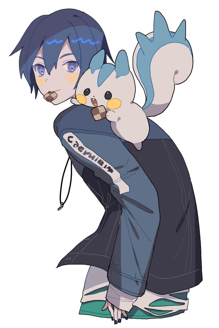 kaito and pachirisu (pokemon and 2 more) drawn by pawpawrim