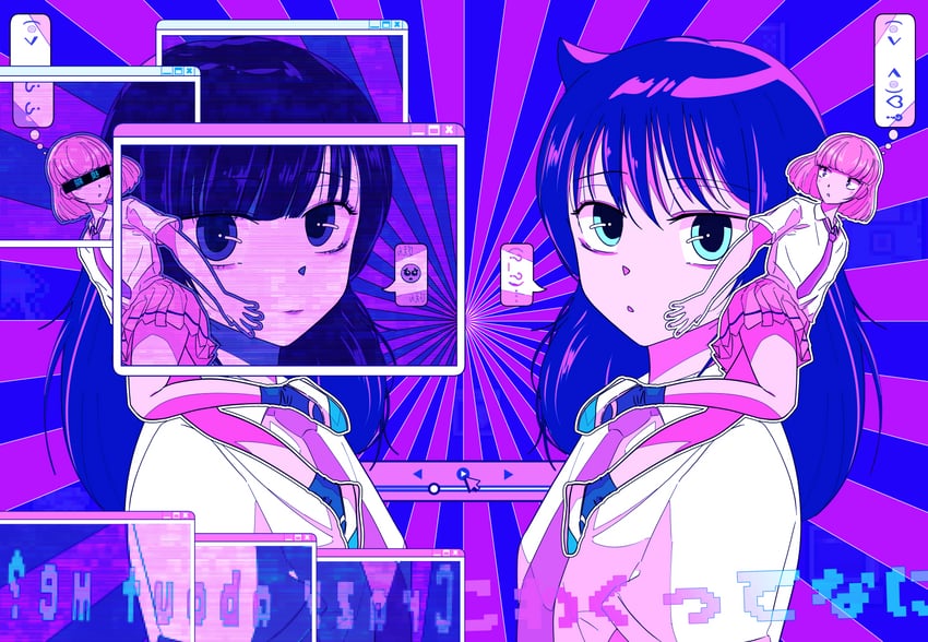 kuroki tomoko and uchi emiri (watashi ga motenai no wa dou kangaetemo omaera ga warui!) drawn by 5_rebbeccas