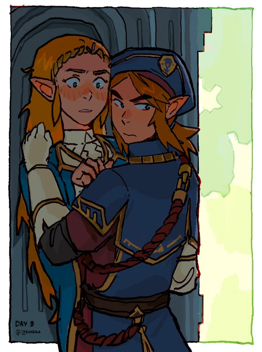 link and princess zelda (the legend of zelda and 1 more) drawn by laenarra