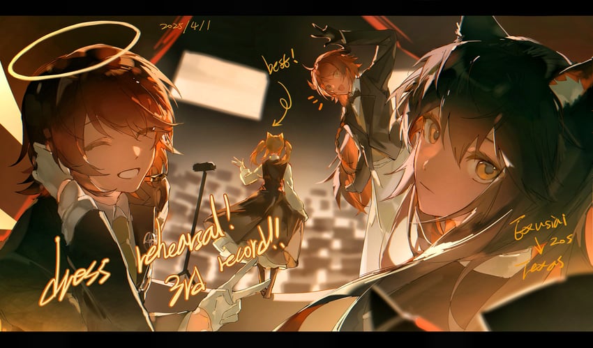 texas, exusiai, sora, and croissant (arknights and 1 more) drawn by deng_wo_qu_shang_ge_cesuo