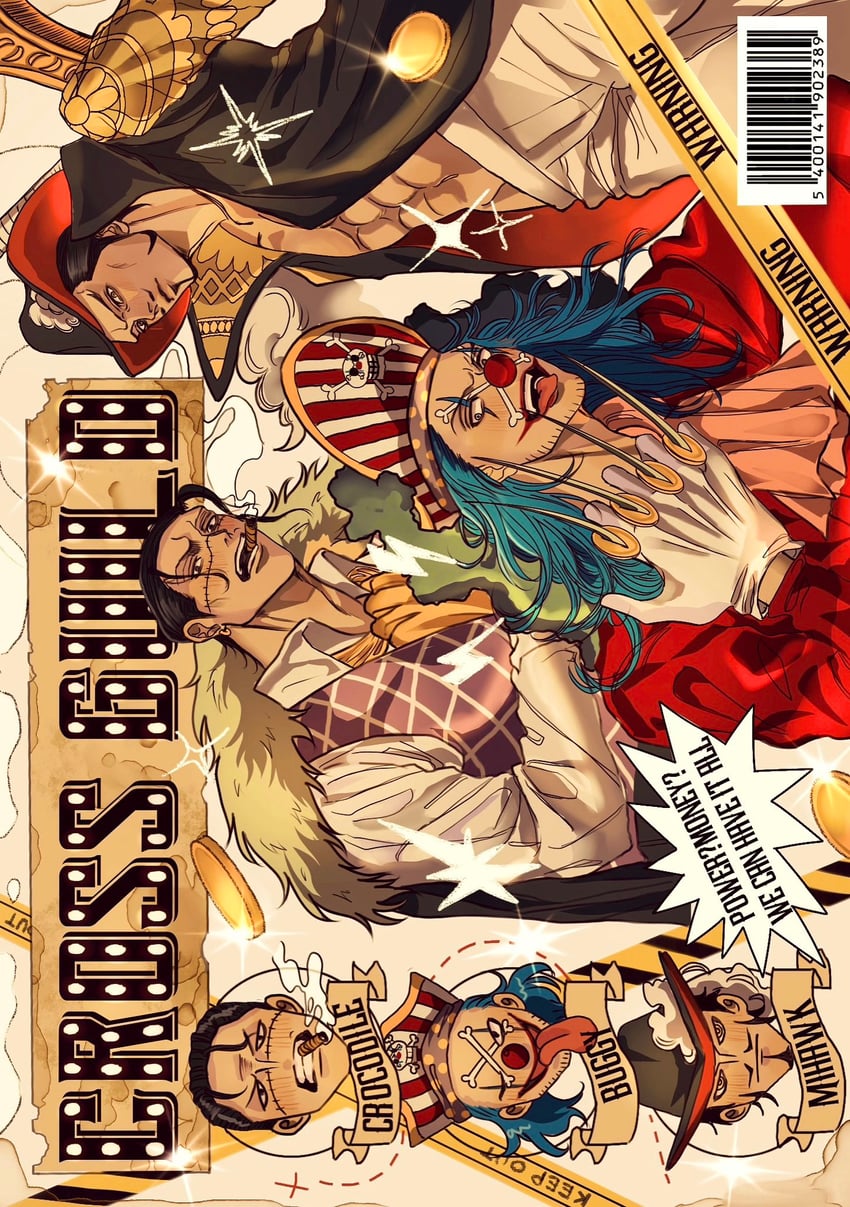 crocodile, buggy the clown, and dracule mihawk (one piece) drawn by rihirihi613