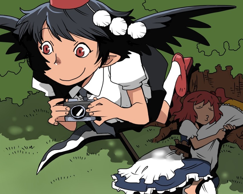 shameimaru aya and onozuka komachi (touhou) drawn by onikobe_rin