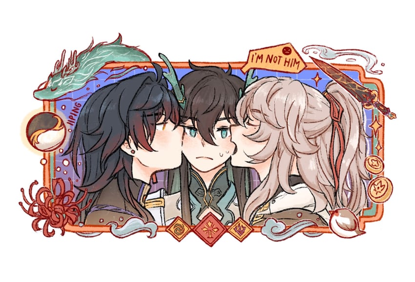 dan heng, blade, and jing yuan (honkai and 1 more) drawn by iiping