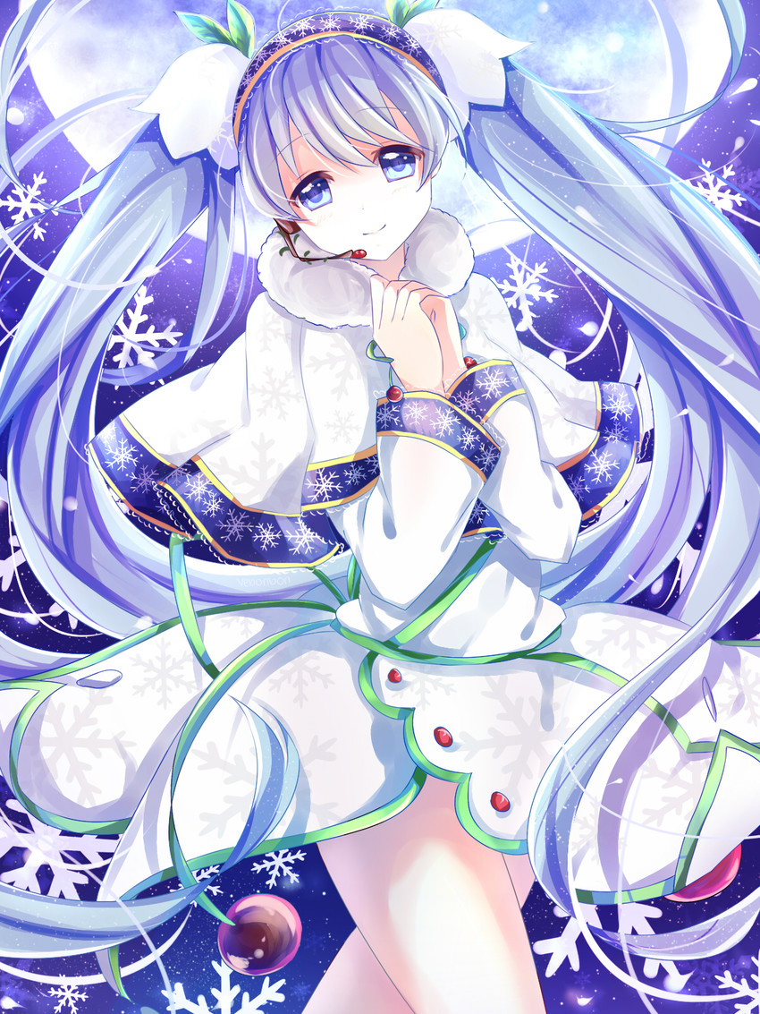 hatsune miku and yuki miku (vocaloid) drawn by venn_(vebonbon)