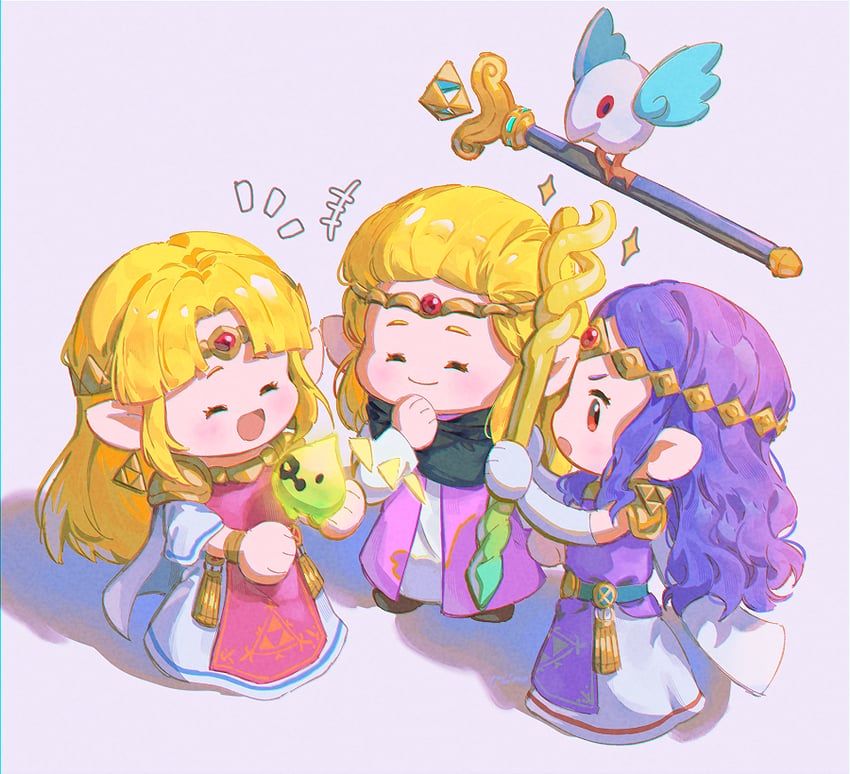 princess zelda, tri, princess hilda, and sheerow (the legend of zelda and 3 more) drawn by rain_rkgk
