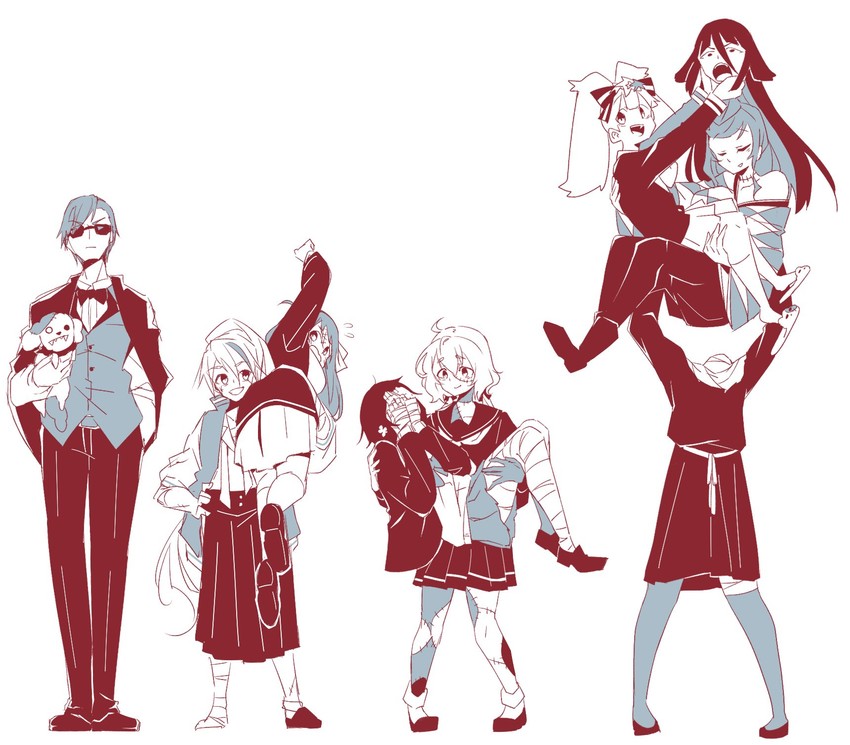 konno junko, minamoto sakura, mizuno ai, nikaidou saki, hoshikawa lily, and 4 more (zombie land saga) drawn by hetareeji