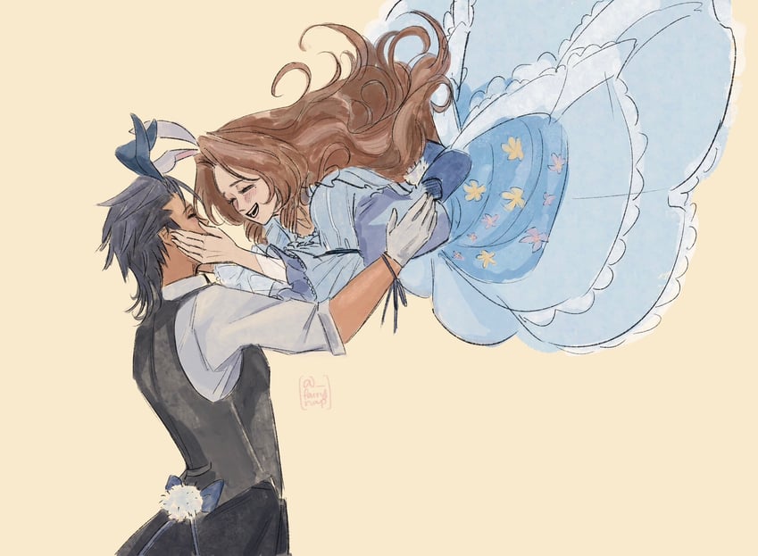 aerith gainsborough and zack fair (final fantasy and 2 more) drawn by fairynap