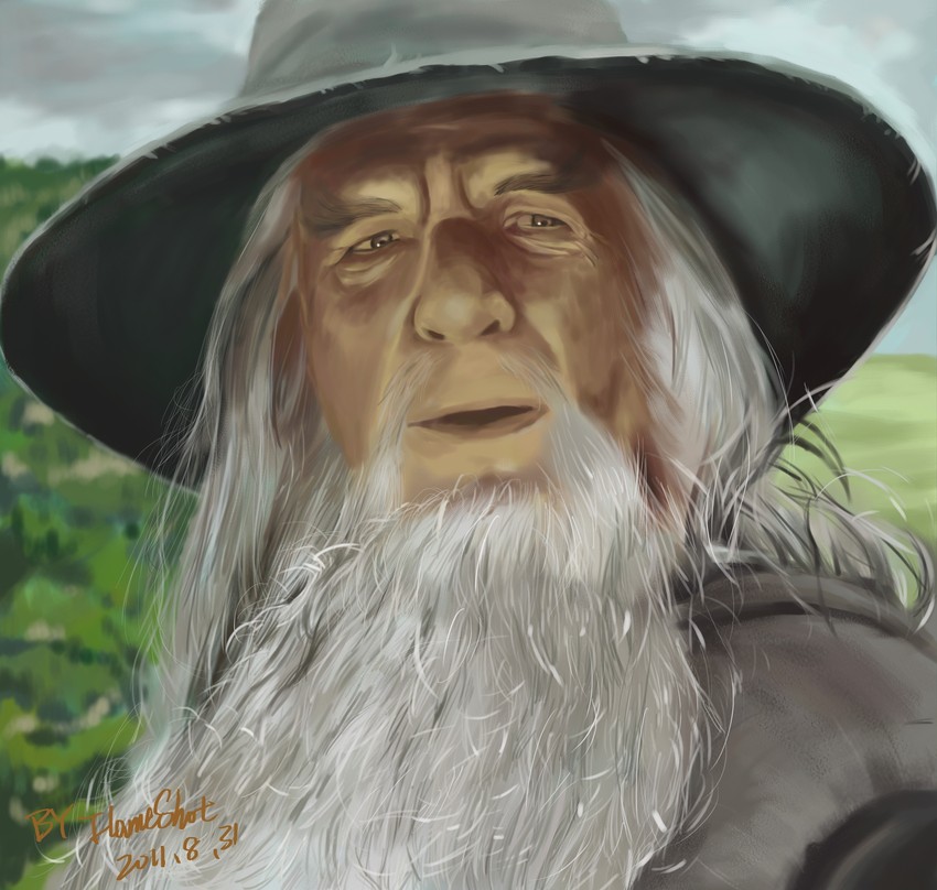 gandalf and ian mckellen (tolkien's legendarium and 1 more) drawn by flameshot