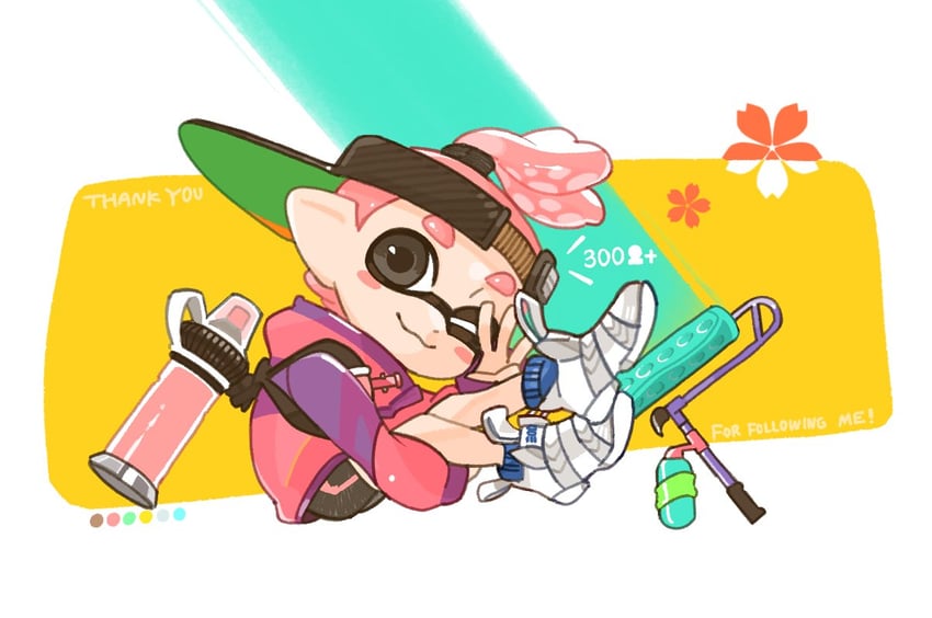 inkling player character and inkling boy (splatoon) drawn by spl8ya