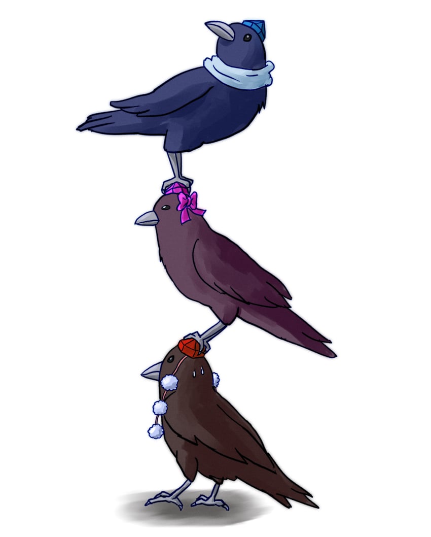 shameimaru aya, himekaidou hatate, and iizunamaru megumu (touhou) drawn by zawabug