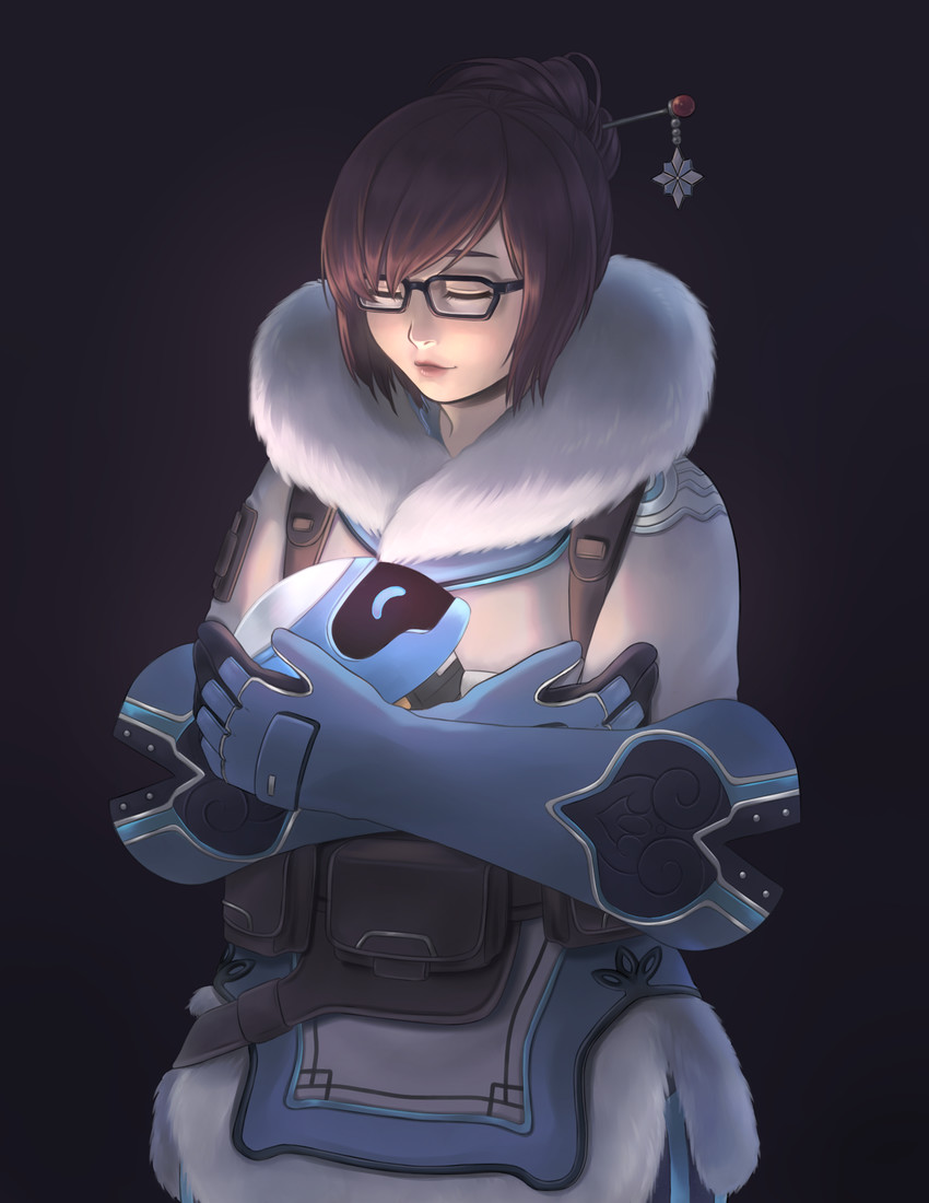 mei and snowball (overwatch and 1 more) drawn by reiji-rj