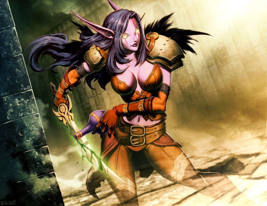player character and rogue (warcraft and 1 more) drawn by genzoman
