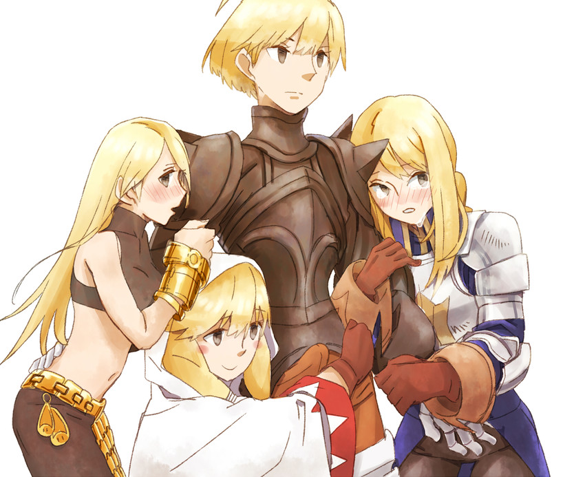 agrias oaks, ramza beoulve, white mage, and dancer (final fantasy and 1 more) drawn by 06erunium