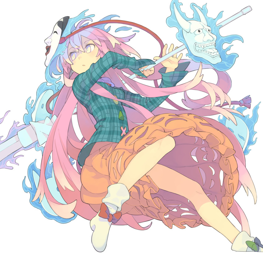 hata no kokoro (touhou) drawn by morino_hon