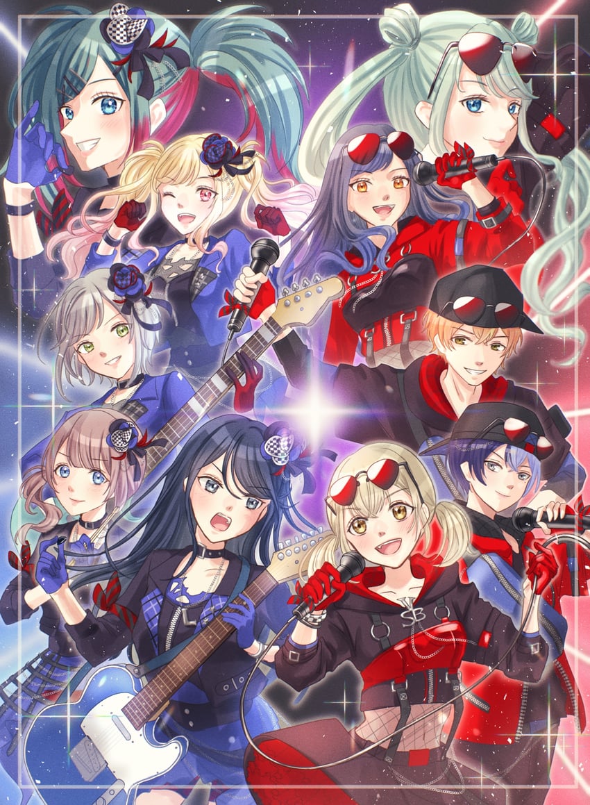 hatsune miku, shinonome akito, shiraishi an, aoyagi touya, azusawa kohane, and 6 more (vocaloid and 1 more) drawn by avrcsl